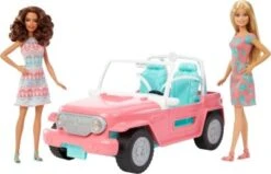 Barbie Pink Jeep Mit Zwei Puppen