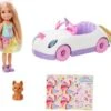 Barbie Chelsea Puppe Spiel-Set Inkl. Auto, Regenbogen-Einhorn