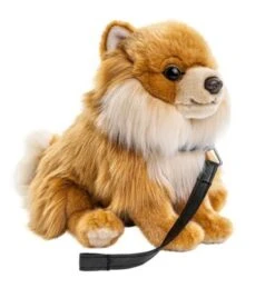 UNI-TOYS® Zwergspitz Mit Leine, Sitzend - 23 Cm (Höhe) - Plüsch-Hund, Spitz - Plüschtier Kuscheltiere