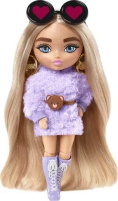 Barbie Extra Mini Puppe (Blonde Pigtails Purple Hoodie)