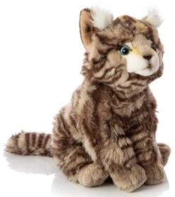 UNI-TOYS® Wildkatze Grau-getigert, Sitzend - 22 Cm (Höhe) - Plüsch-Katze - Plüschtier Kuscheltiere