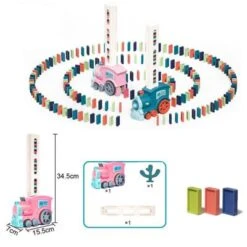 Vicabo Domino Zug Spielzeug Set Mit 60Stück Dominoblöcken Spielzeugautos Für Kinder -Spielzeugladen 30926004 02